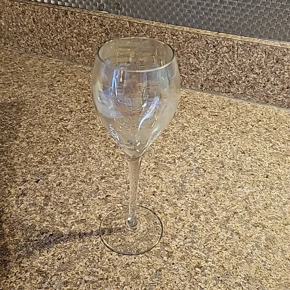 Iridescent Wine Glasses Vintage - Etsy Set of 5 iridescent vintage mid century wine goblets hand blown optic tops display picture 1